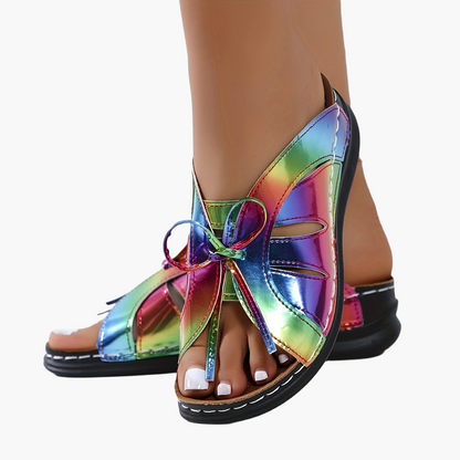 Damen Komfort-Sandalen mit Schleifen und offenem Zehenbereich – Sommer Freizeit Pantoletten