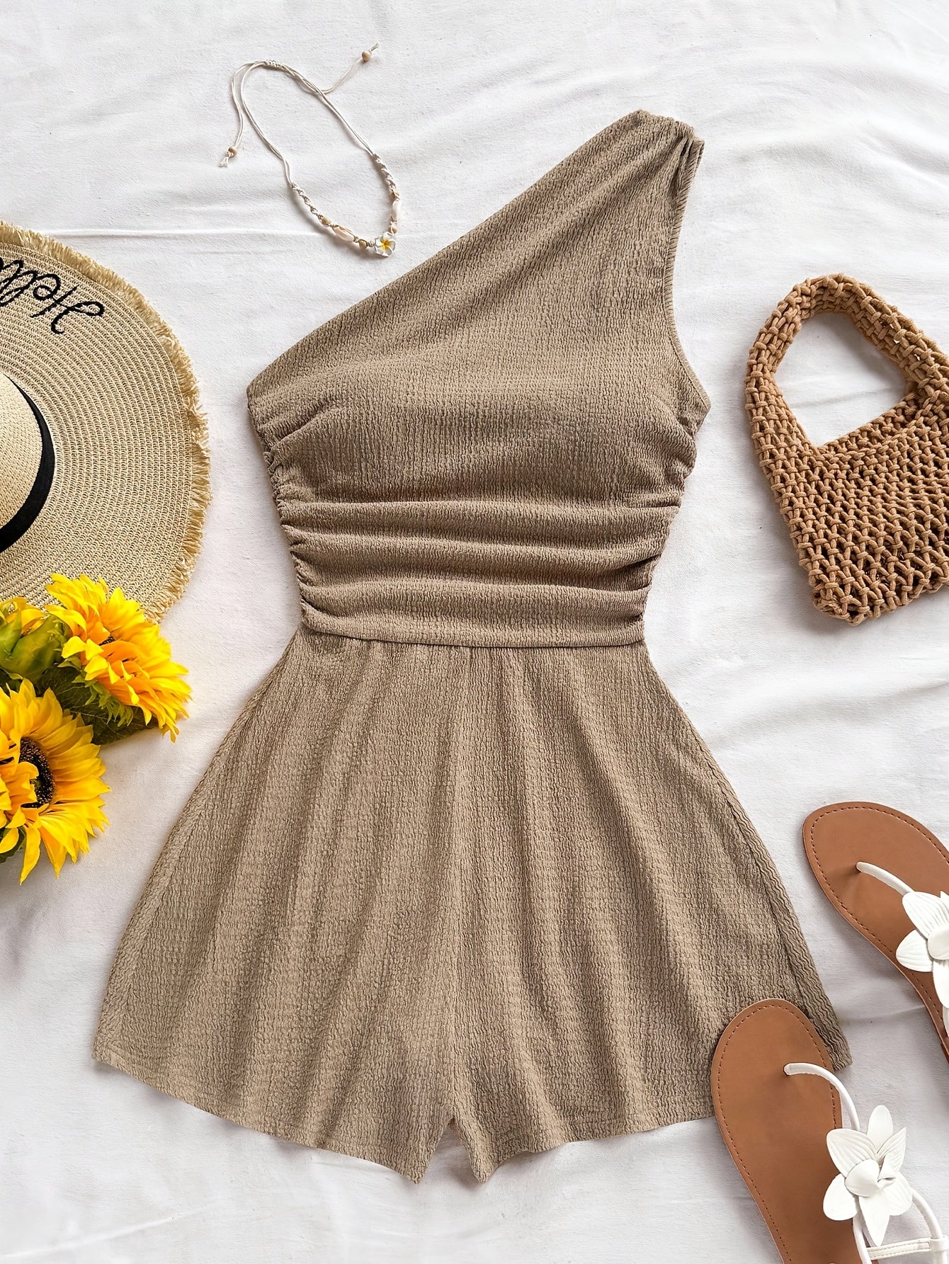 Damen Ein-Schulter-Jumpsuit im lässigen Sommerstil – Perfekt für Freizeit und Urlaub