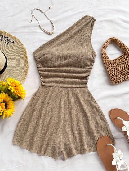 Damen Ein-Schulter-Jumpsuit im lässigen Sommerstil – Perfekt für Freizeit und Urlaub