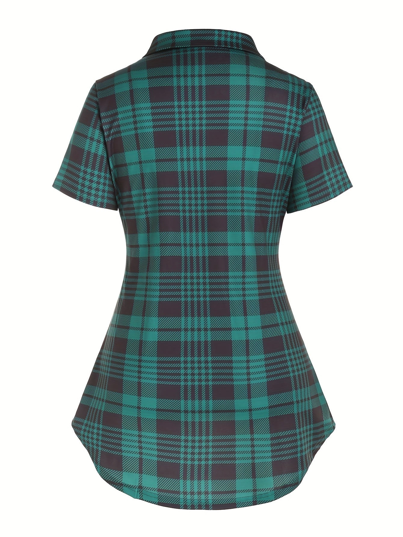 Damen Tunika Bluse mit Karomuster und modischem Überwurf, Elegant für Alltag und Büro