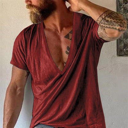 Herren T-Shirt mit tiefem V-Ausschnitt – Lässiges, atmungsaktives Basic für Freizeit & Alltag