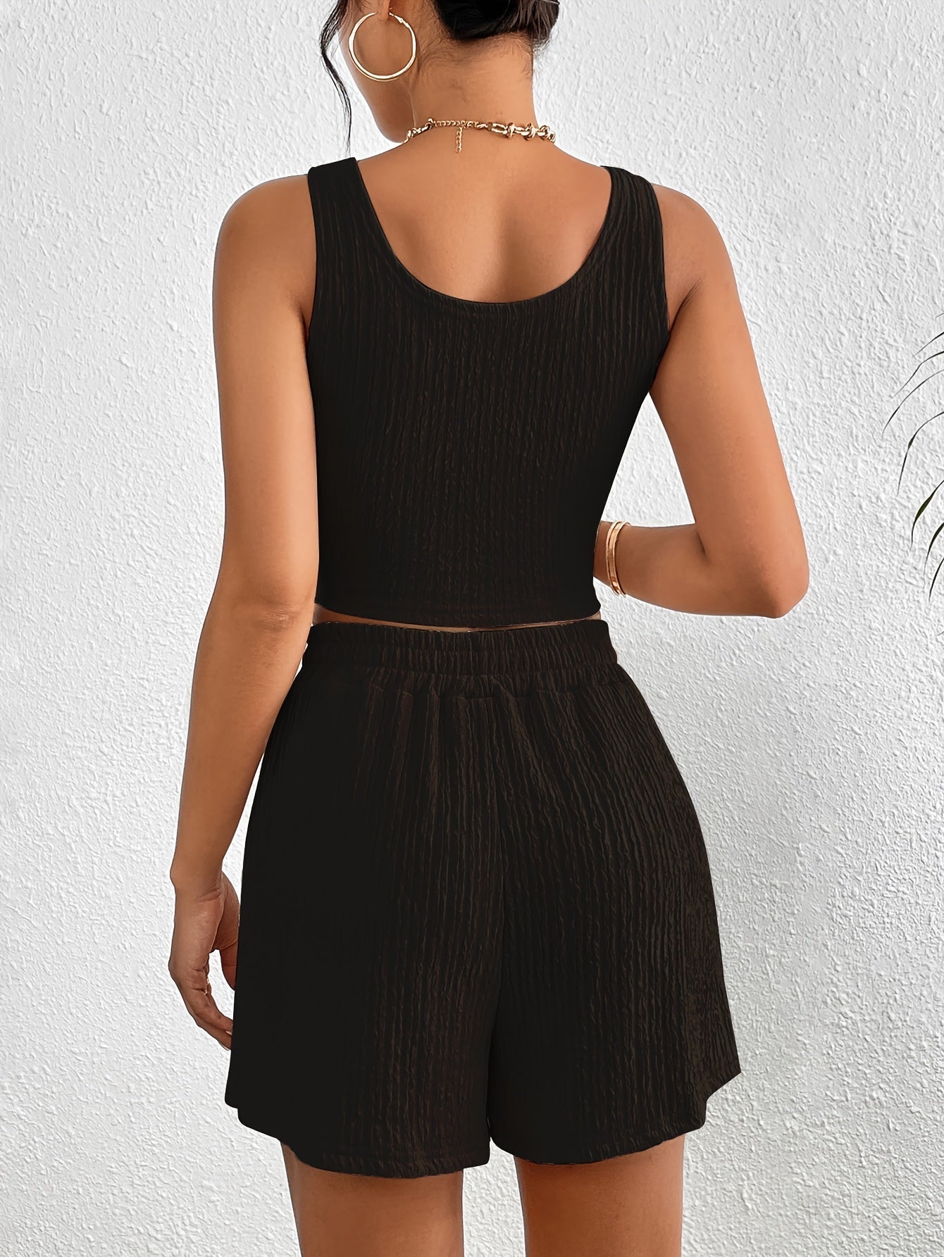 Damen Zweiteiliges Lounge Set – Modisches Crop Top und Shorts, Freizeit & Sommer Outfit