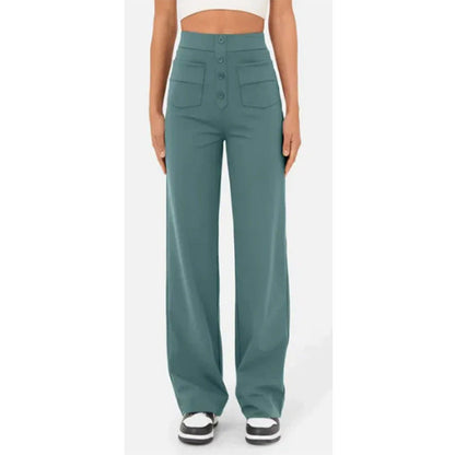 Carly – Weite Damenhose mit Taschen und Knopfdetails
