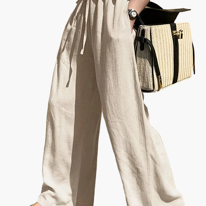 Damen Weite Freizeithose mit Kordelzug – Eleganter und Bequemer Casual-Look