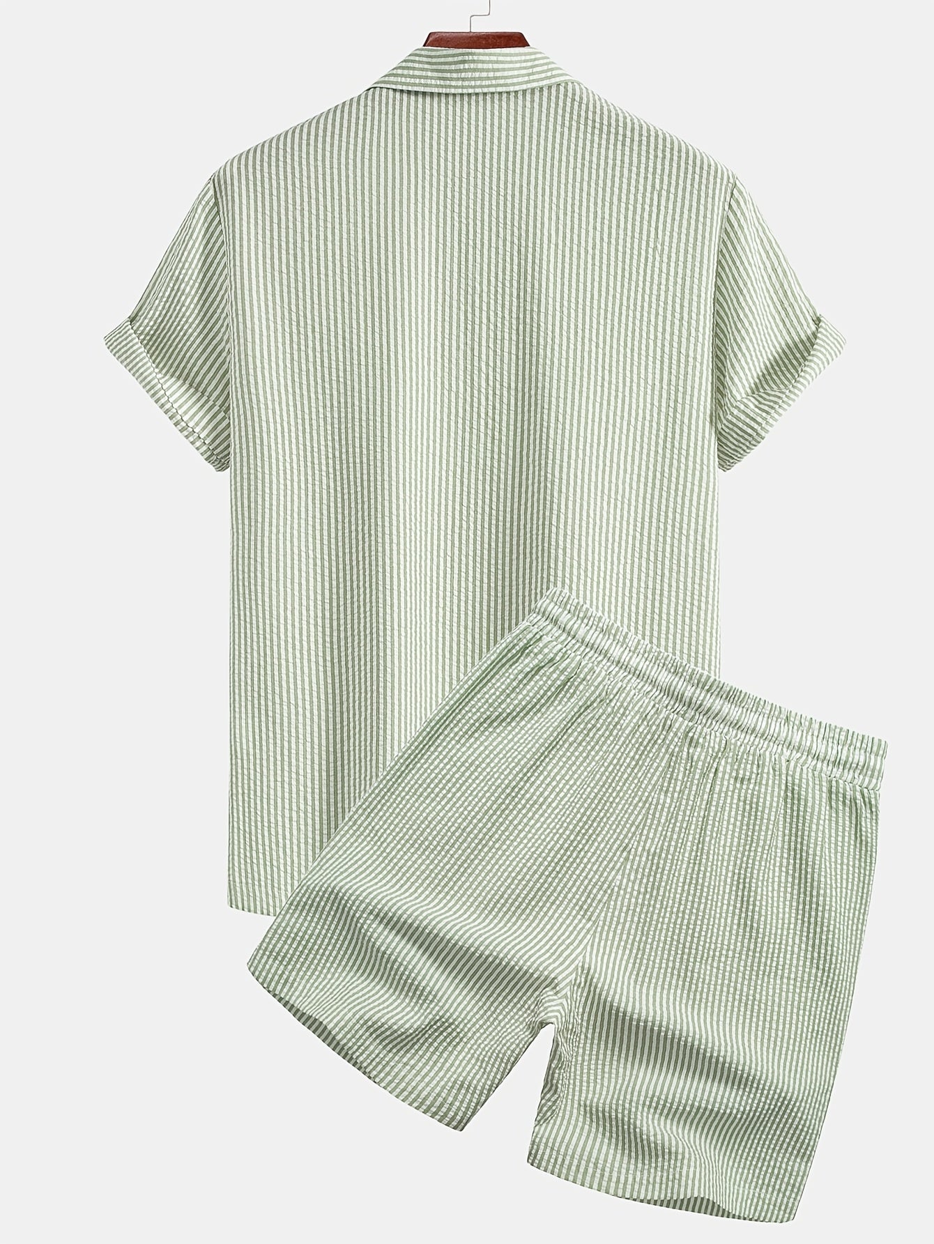 Herren Set Kurzarm Hemd und Shorts mit Streifen – Modernes Strandoutfit für Freizeit und Urlaub