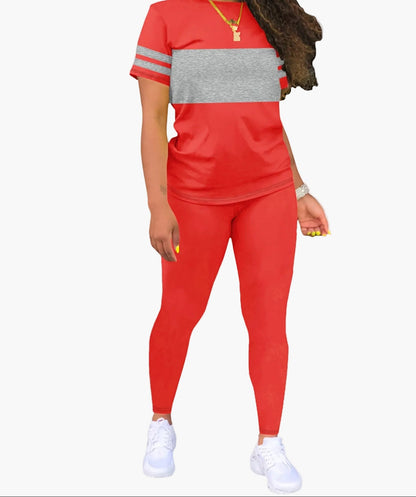 Damen Sportliches Freizeit-Set – Zweiteiliges Outfit mit T-Shirt und Leggings für Alltag & Fitness