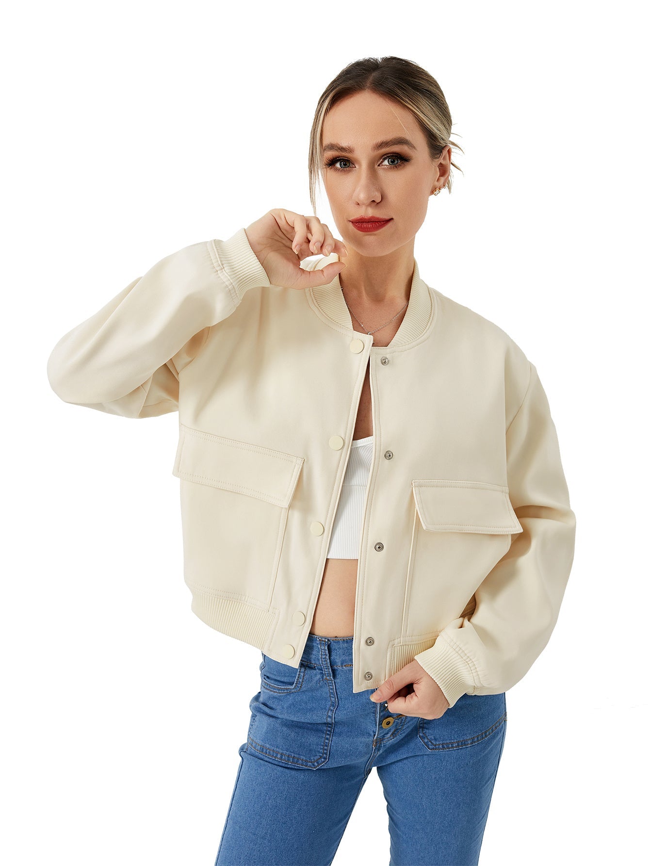 Nicole – Leichte Damenbomberjacke im Cropped-Design