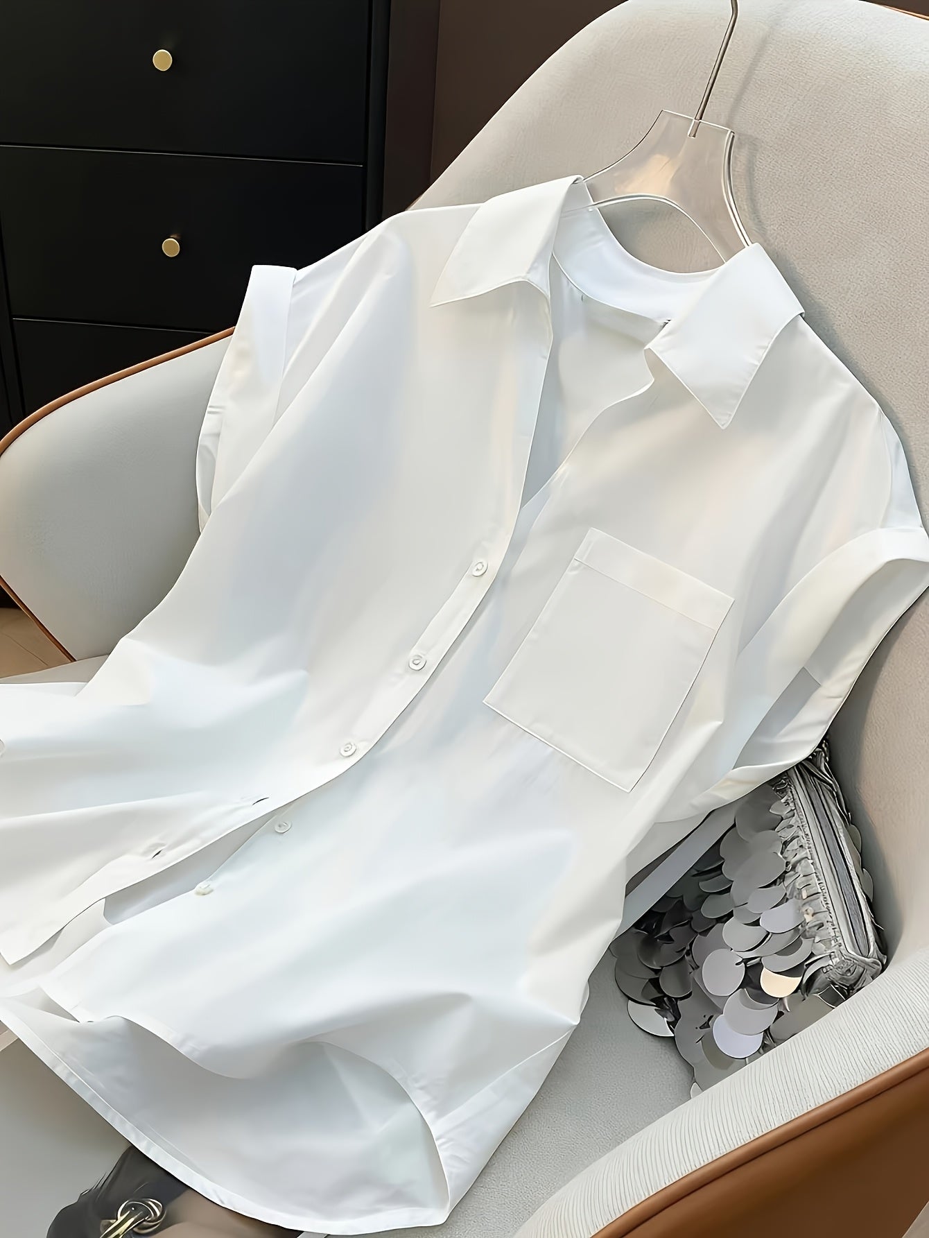 Damen Bluse Klassisch Ärmellos Modern Locker Business Freizeit