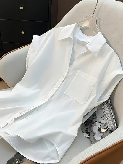Damen Bluse Klassisch Ärmellos Modern Locker Business Freizeit