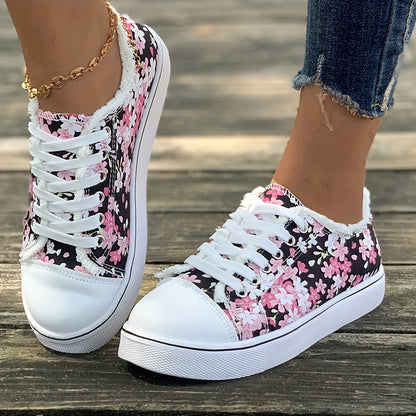 Damen Sneaker mit Blumenmuster – Modische Freizeitschuhe für Alltag und Freizeit