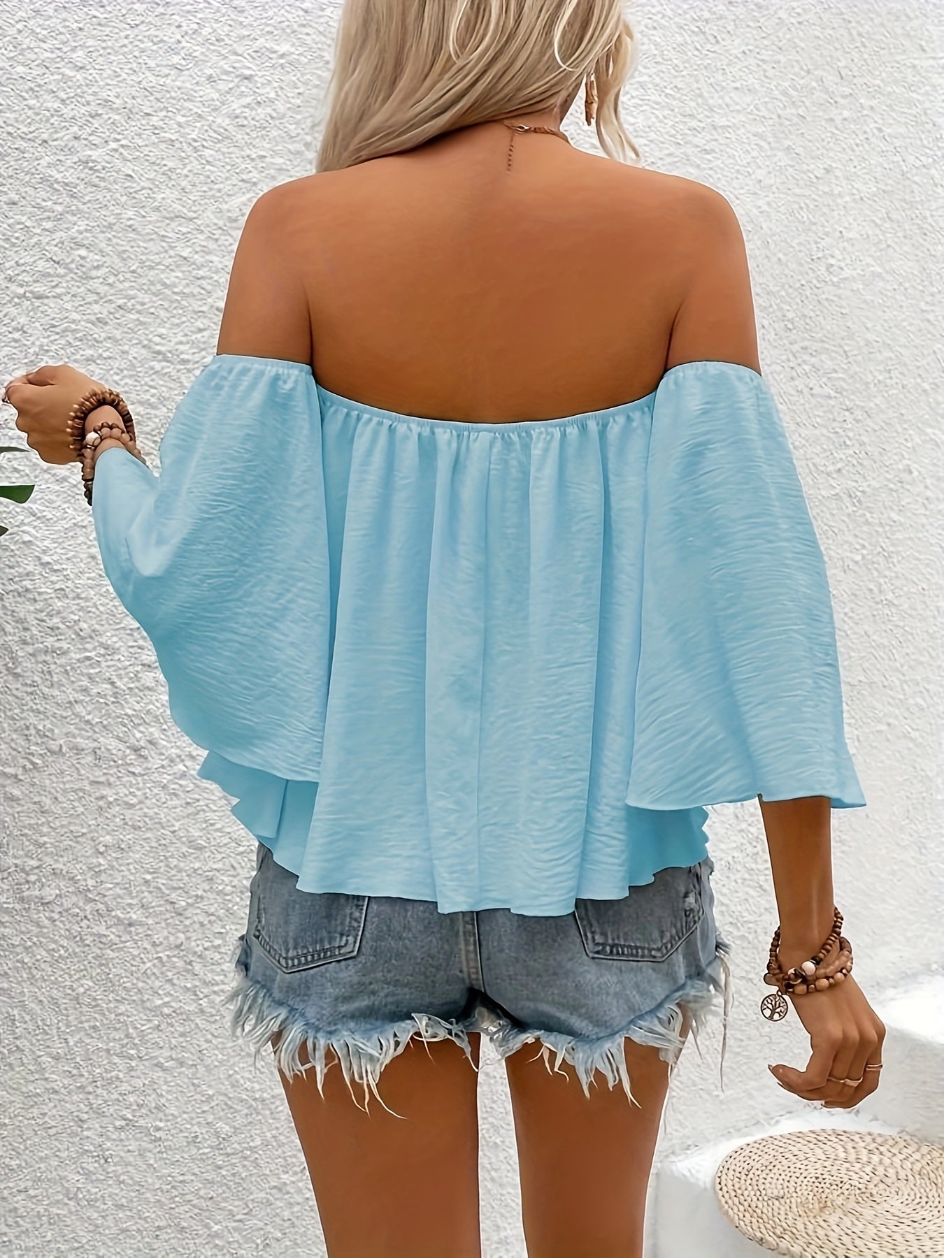 Damen Bluse im Off-Shoulder Stil mit weitem Schnitt für lässige Eleganz