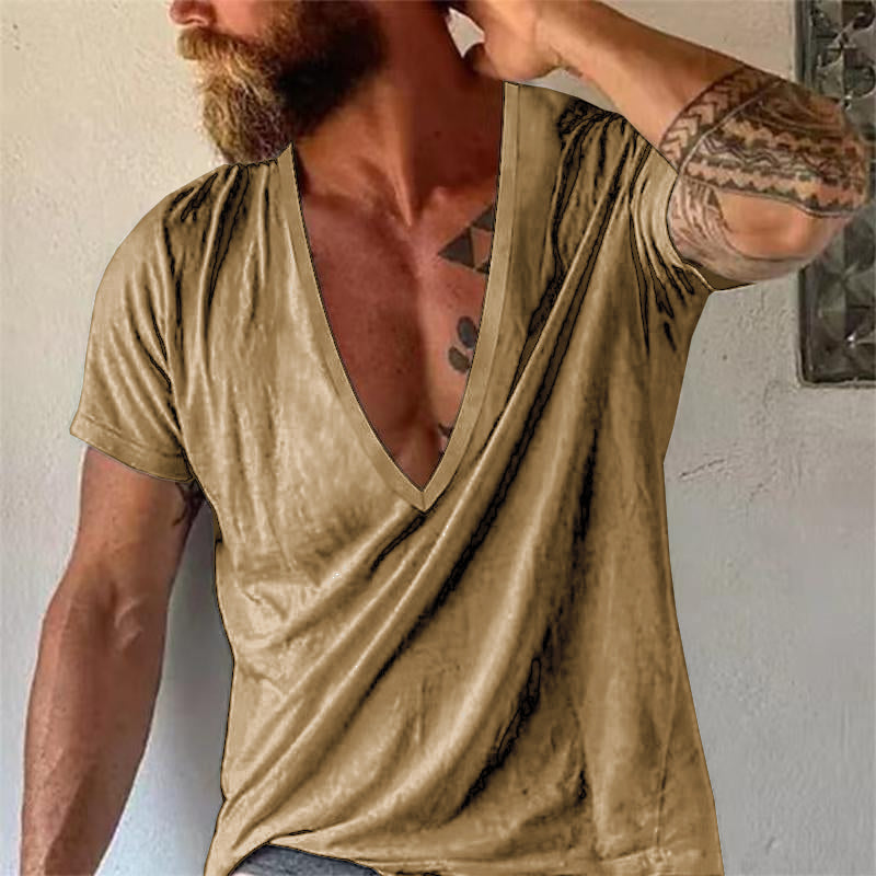 Herren T-Shirt mit tiefem V-Ausschnitt – Lässiges, atmungsaktives Basic für Freizeit & Alltag