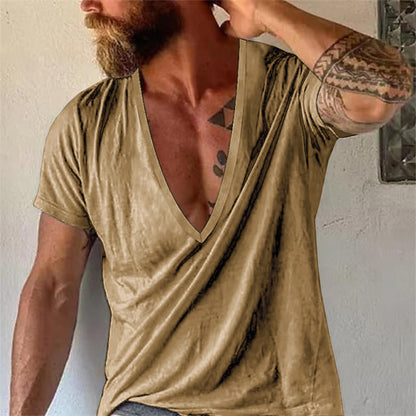 Herren T-Shirt mit tiefem V-Ausschnitt – Lässiges, atmungsaktives Basic für Freizeit & Alltag