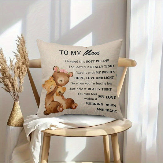 Dekoratives Muttertags-Kissen mit Spruch und Bärenmotiv – Geschenk für Mütter, Kuschelkissen für Zuhause, emotionales Wohnaccessoire