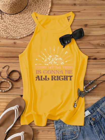 Damen Tanktop im Boho-Stil mit Spruch und Sonnenmotiv – Perfekt für den Sommer, Freizeit & Strand