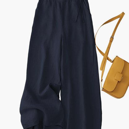Damen Weite Freizeithose mit Kordelzug – Eleganter Sommer-Look für Alltag und Büro