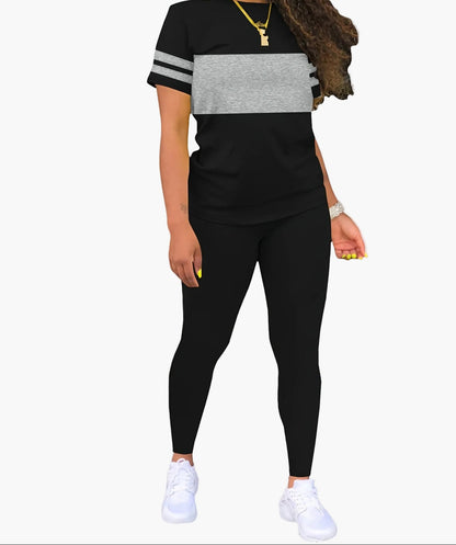 Damen Sportliches Freizeit-Set – Zweiteiliges Outfit mit T-Shirt und Leggings für Alltag & Fitness
