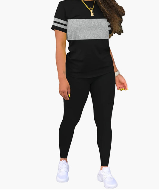 Damen Sportliches Freizeit-Set – Zweiteiliges Outfit mit T-Shirt und Leggings für Alltag & Fitness