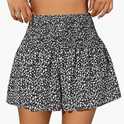 Damen Sommer Shorts mit Blumenmuster und Stretch-Bund – Bequeme Freizeitshorts