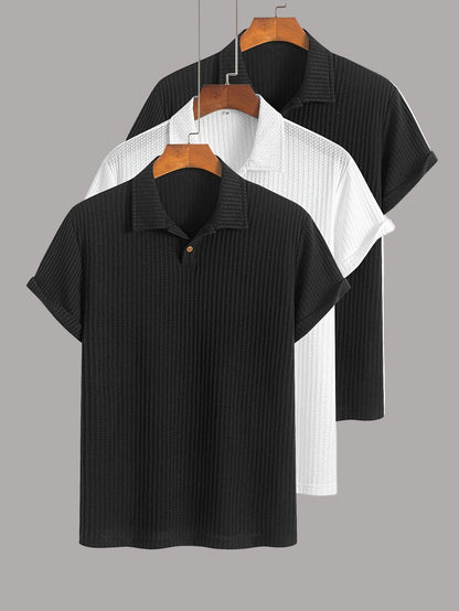 Herren Poloshirt 3er-Pack – Kurzarm, Strukturierter Look, Modern & Vielseitig für Alltag und Freizeit