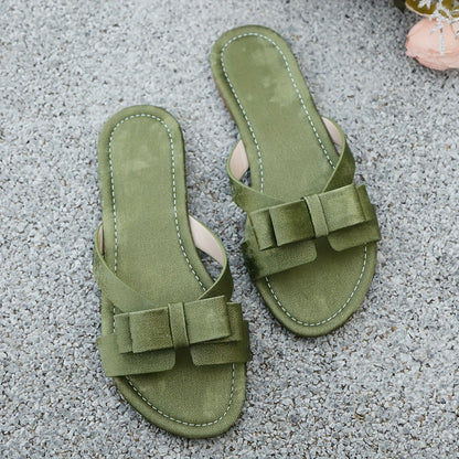 Damen Elegante Flache Sandalen mit Schleife – Stilvolle Sommerschuhe für Alltag & Freizeit
