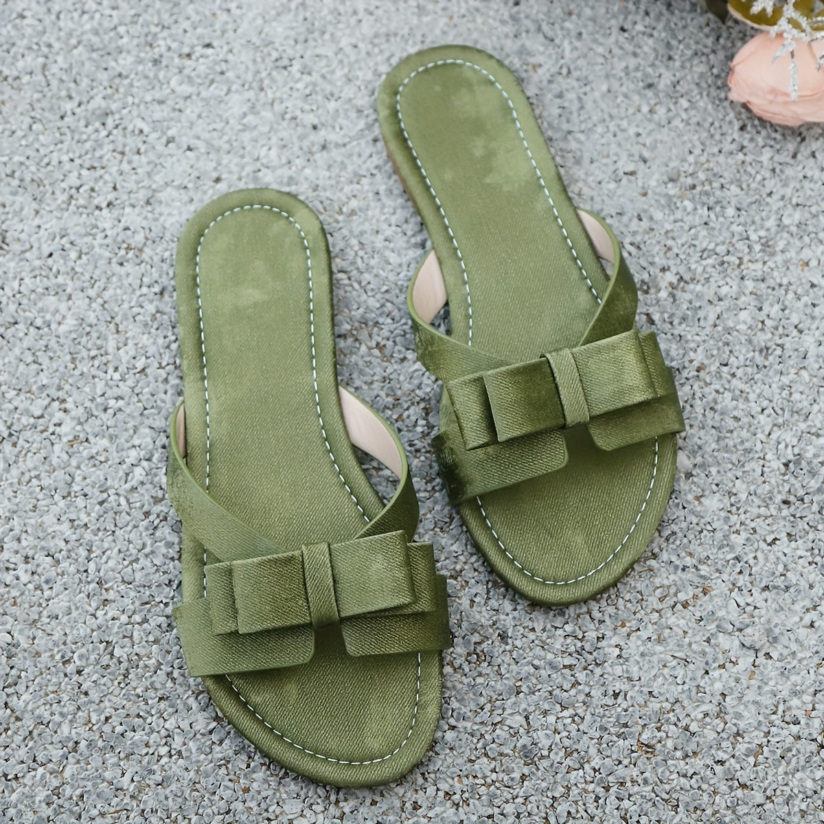 Damen Elegante Flache Sandalen mit Schleife – Stilvolle Sommerschuhe für Alltag & Freizeit