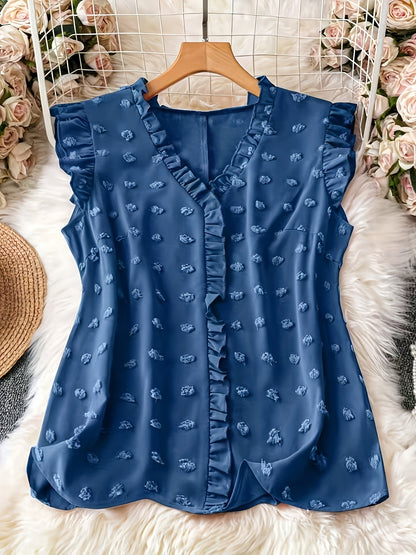 Damen Bluse Elegant mit Rüschen und Kurzarm – Perfekt für Freizeit und Büro