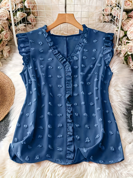 Damen Bluse Elegant mit Rüschen und Kurzarm – Perfekt für Freizeit und Büro
