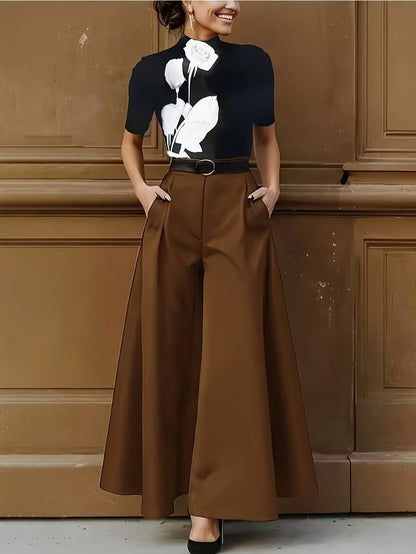 Damen Weite Palazzo-Hose Elegant Modern Business Look