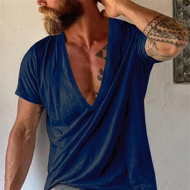 Herren T-Shirt mit tiefem V-Ausschnitt – Lässiges, atmungsaktives Basic für Freizeit & Alltag