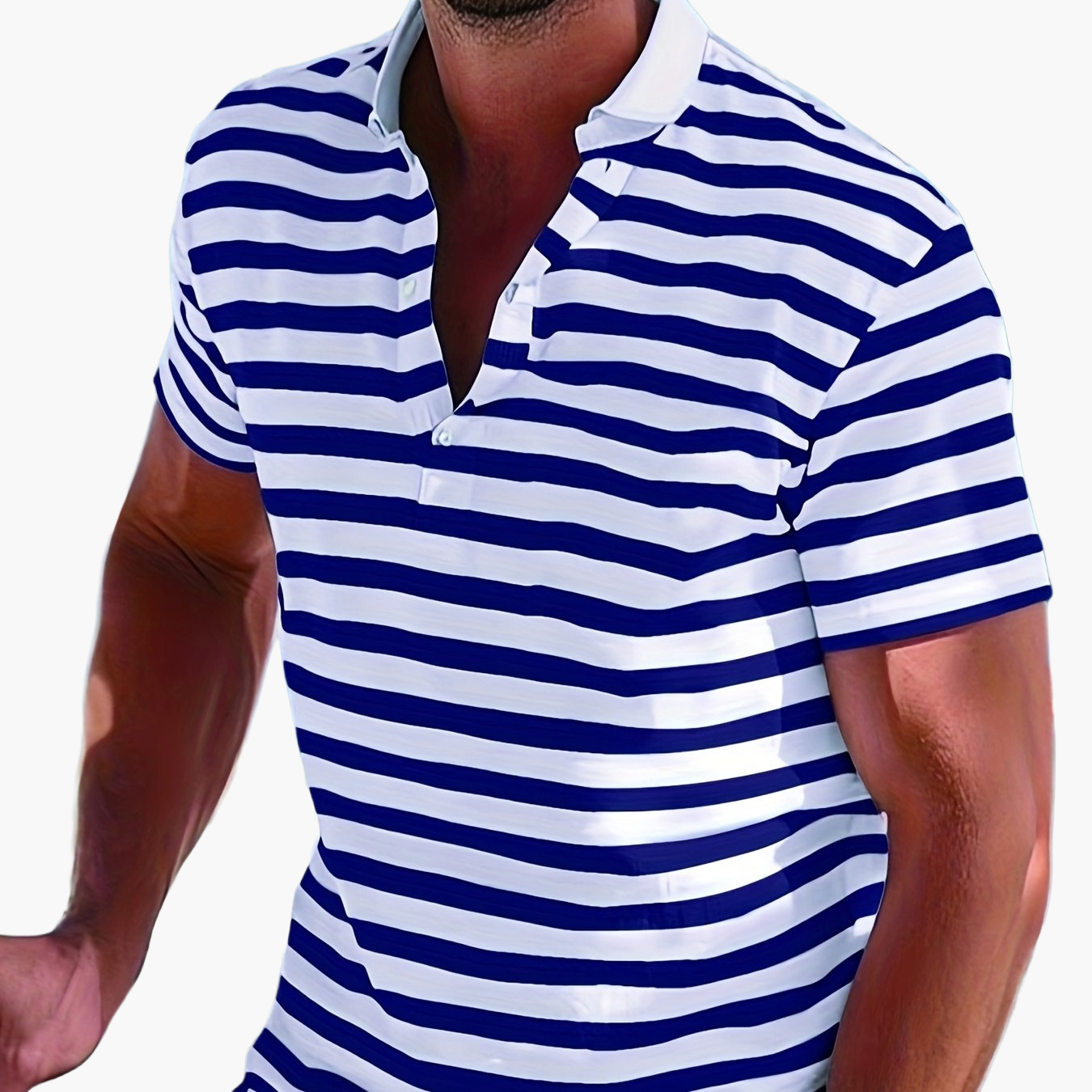 Herren Poloshirt im maritimen Streifen-Look – Perfekt für Freizeit & Segelausflüge