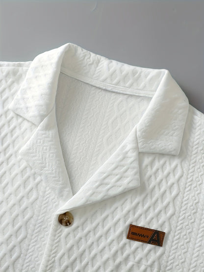 Herren Kurzarm Hemd mit Strukturmuster und Relax-Kragen – Stilvolles Freizeitshirt für moderne Looks