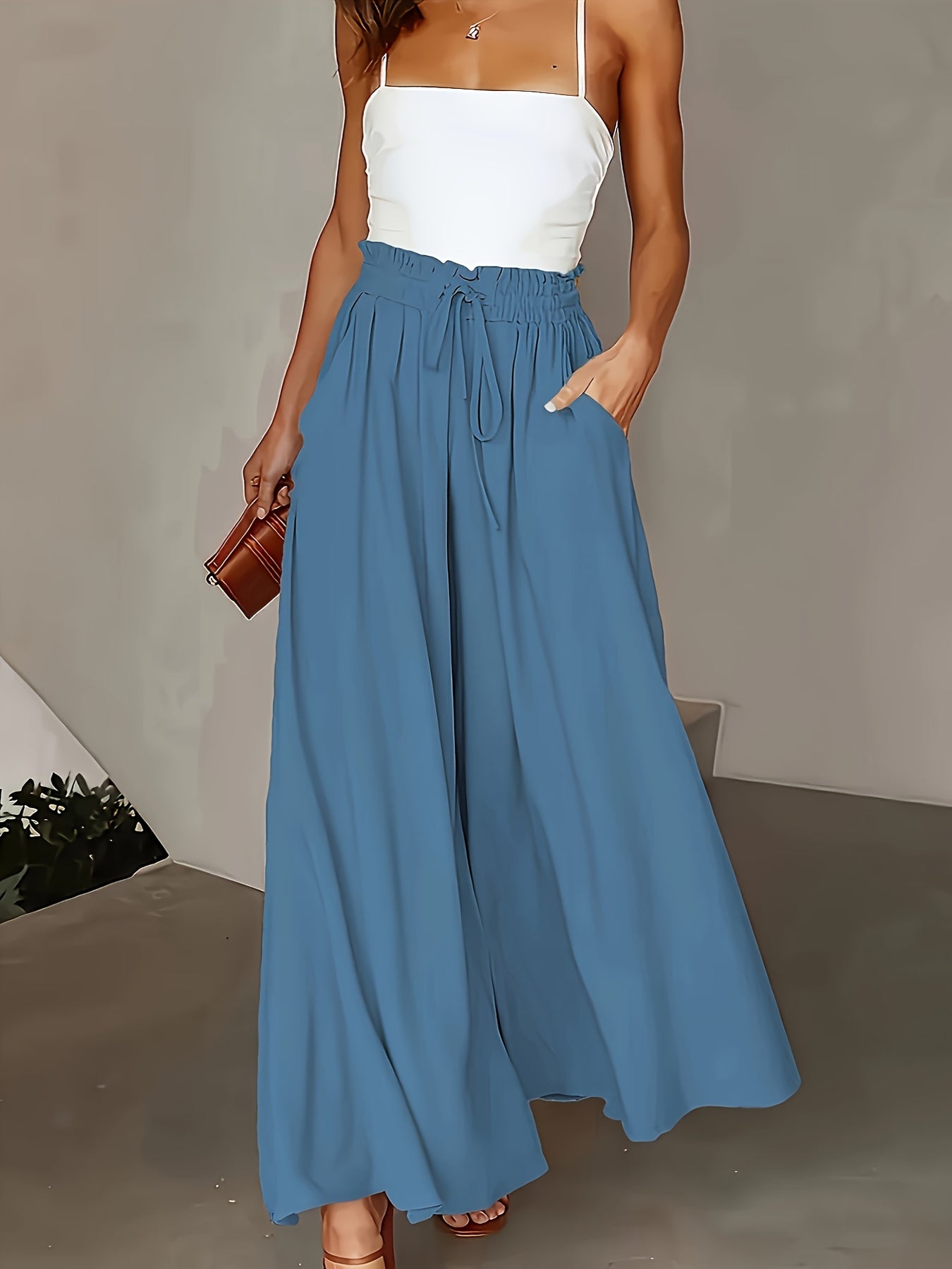 Damen Elegante Maxirock mit Hoher Taille und Bindegürtel – Weit Geschnitten, Perfekt für Alltag & Urlaub