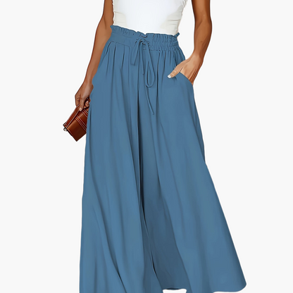 Damen Elegante Maxirock mit Hoher Taille und Bindegürtel – Weit Geschnitten, Perfekt für Alltag & Urlaub