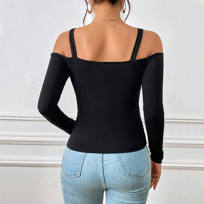Jessica – Sexy Langarm-Off-Shoulder-Top mit Metallhaken