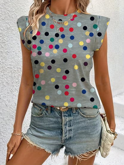 Damen Polka Dot Ärmelloses Oberteil Modern Freizeit