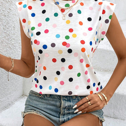 Damen Polka Dot Ärmelloses Oberteil Modern Freizeit