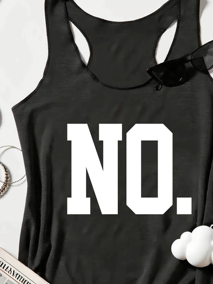 Damen Statement Tanktop mit Print NO. – Lässiges Grafikshirt für Alltag und Freizeit