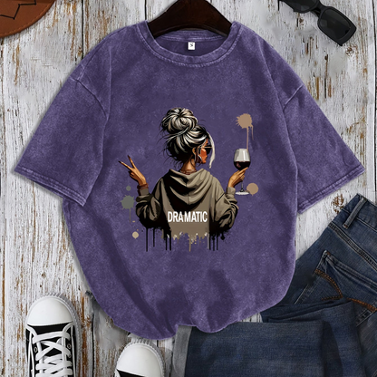 Damen Oversize T-Shirt mit Grafik – Dramatic Girl, lässiger Stil, ideal für Freizeit und Alltag