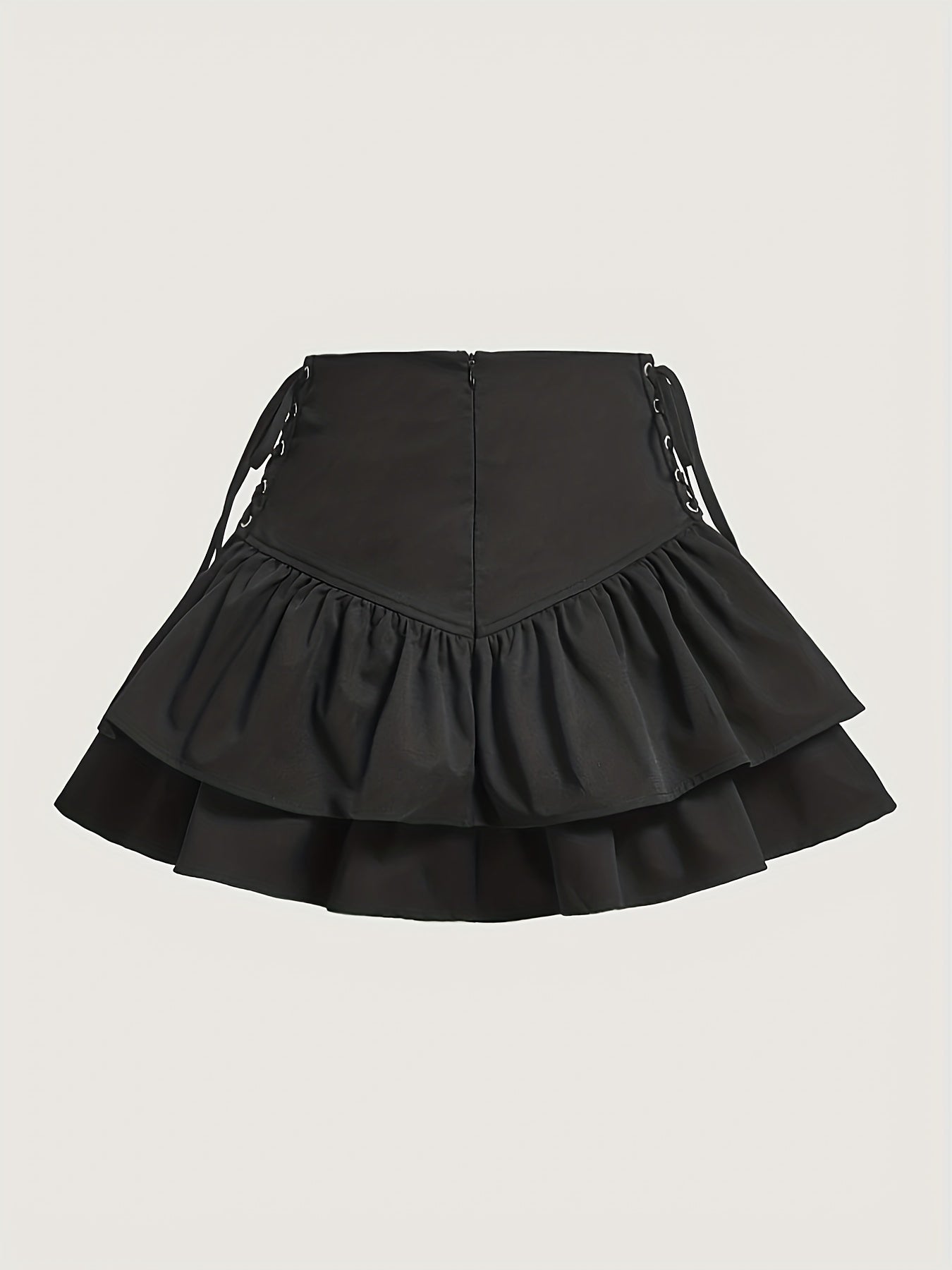 Damen Gothic Rüschen Minirock mit Schnürung – Eleganter Streetwear-Look für besondere Anlässe
