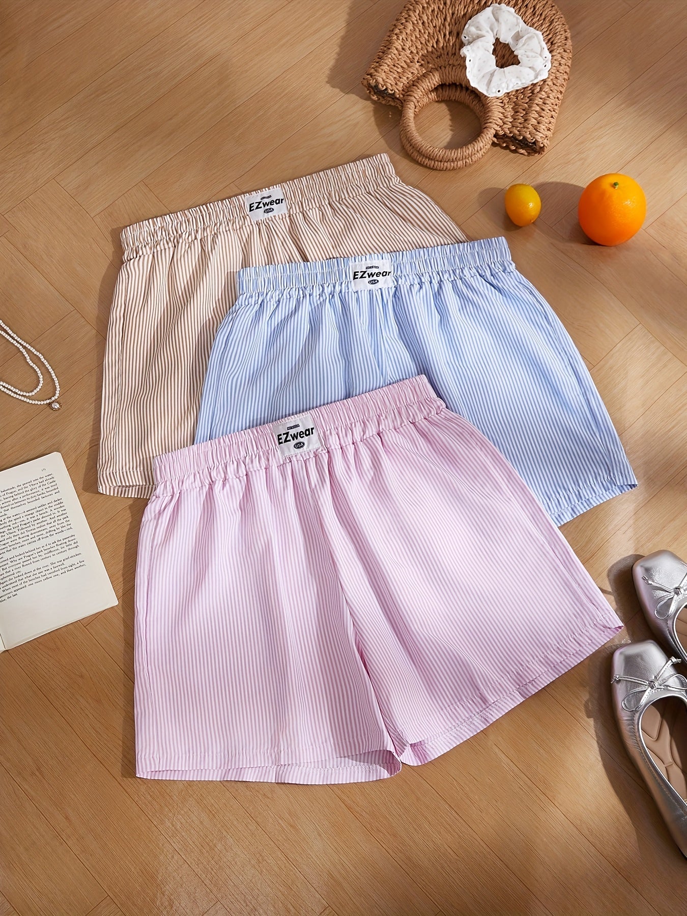 Damen Pyjama Shorts Set – Gestreifte lockere Homewear, bequem & stilvoll