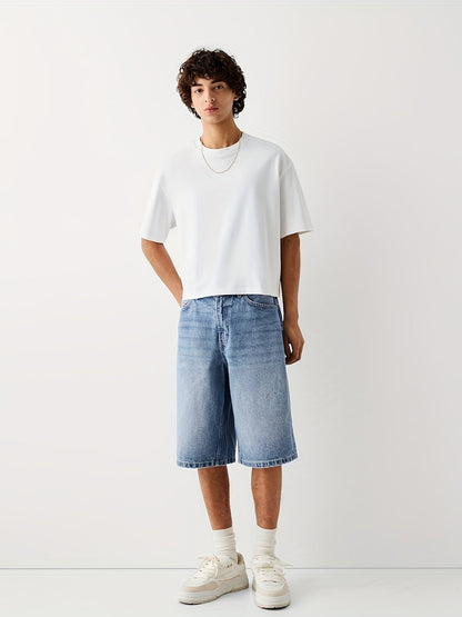 Herren Relaxed Fit Denim Bermudashorts – Modischer Freizeit-Look für Alltag und Streetstyle