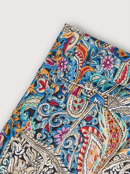 Damen Sommer Midikleid Elegant mit Paisley-Muster und Schleife – Perfekt für Freizeit & Urlaub