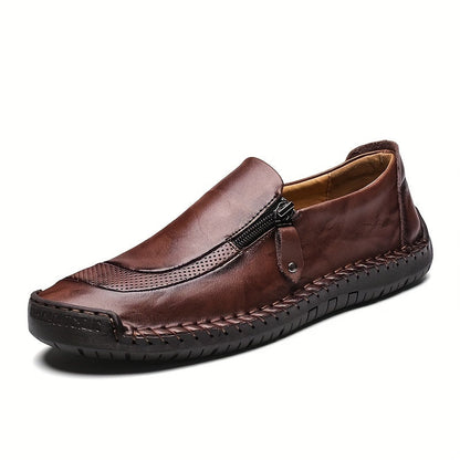 Herren Vintage Mokassin-Slipper mit Reißverschluss – Bequeme Freizeitschuhe für Alltag und Party