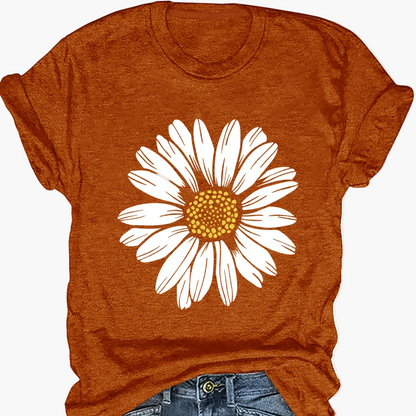 Damen T-Shirt mit großem Gänseblümchen Print – Lässiger Blumendruck, ideal für Alltag & Freizeit
