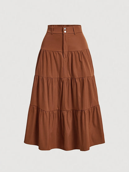 Damen Stufenrock High Waist Elegant Freizeitmode