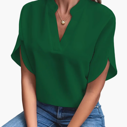 Damen Bluse mit V-Ausschnitt – Elegante Sommerbluse für Freizeit & Büro
