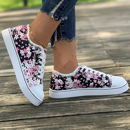 Damen Sneaker mit Blumenmuster – Modische Freizeitschuhe für Alltag und Freizeit