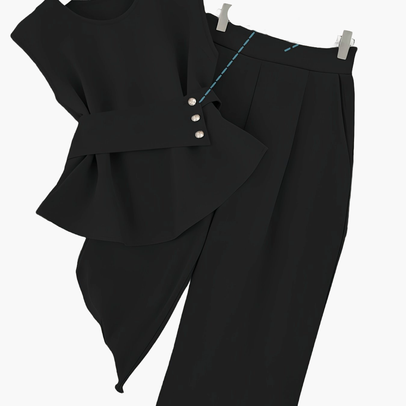 Damen Zweiteiler Set Elegant – Pullover mit Gürtel & Gerade Hose, Modernes Business Outfit