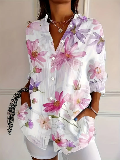 Damen Bluse mit Blumenmuster – Elegante Freizeitmode für Frühling und Sommer